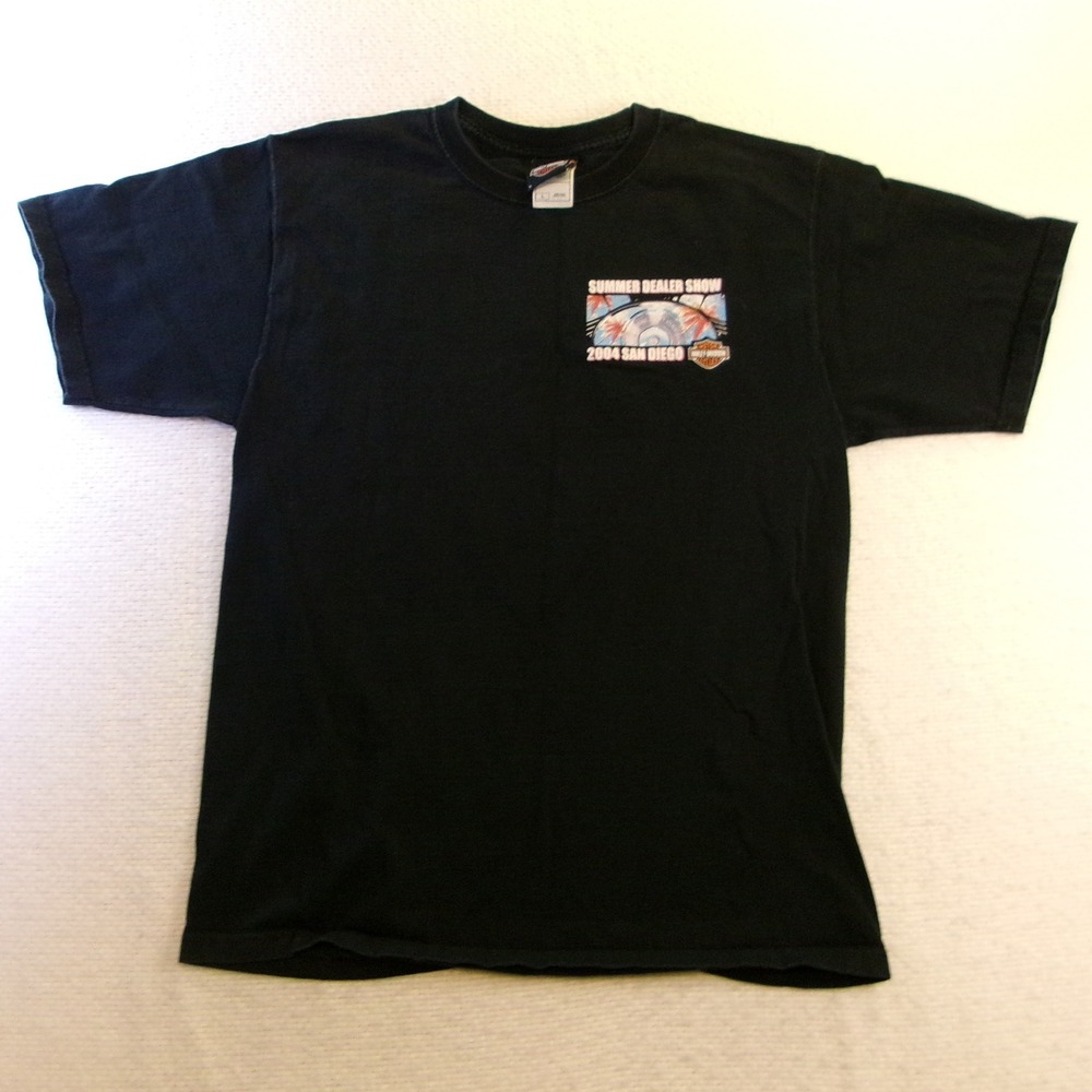 Harley Davidson Mens Large T-Shirt Black‎ 2004 San Diego Summer Dealer Show MDA